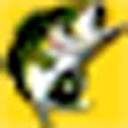 Bass Pro Shops logo featuring a large bass fish jumping out of the water against a yellow background
