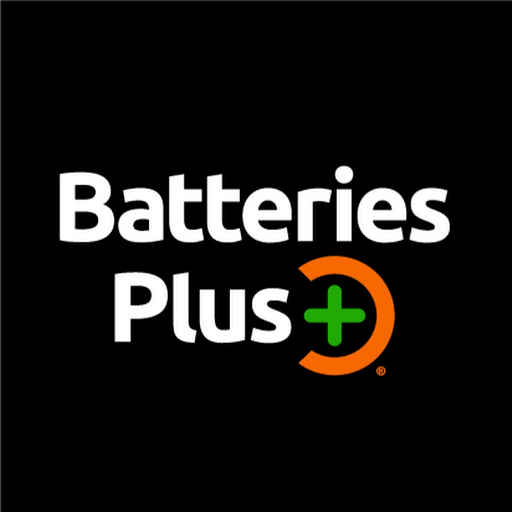 Batteries Plus logo featuring a bright red circle with a plus sign inside a recognizable retail brand