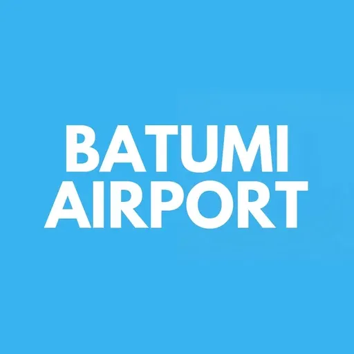 The image depicts the Alexander Kartveli International Airport in Batumi Georgia featuring a modern building and terminal