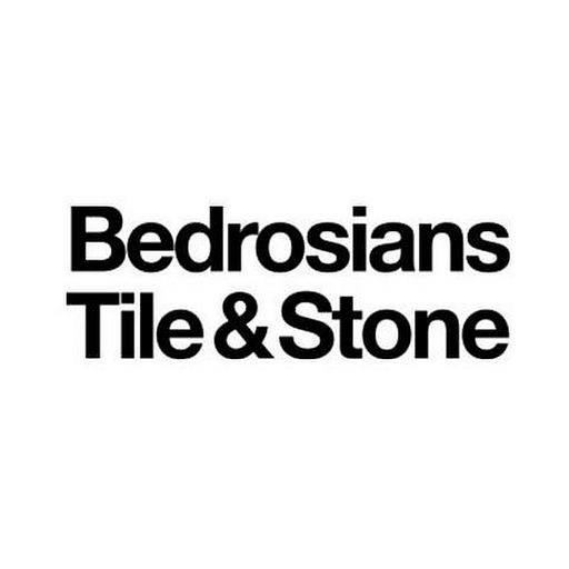 The Bedrosians tile and stone logo features a stylized emblem with the company name in a distinctive font and a subtle stone
