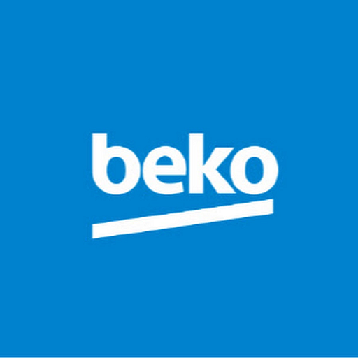 Beko logo a white emblem featuring a stylized blue and white design with the brand name Beko in a modern font