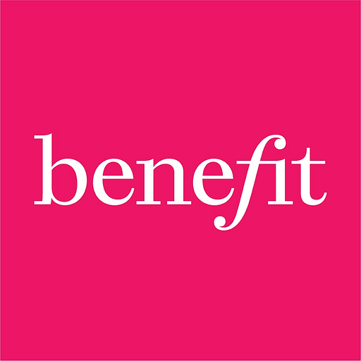 Benefit Cosmetics LLC logo featuring a pink pig with sunglasses and a raised eyebrow The logo presents the brands playful
