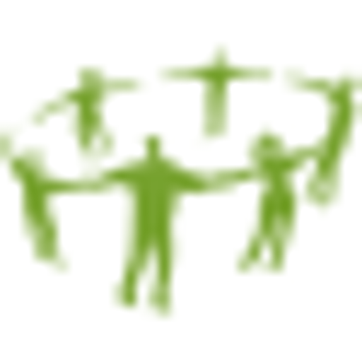 A blurred green logo depicts a stylized figure in motion suggesting industry and dynamism with a focus on growth and