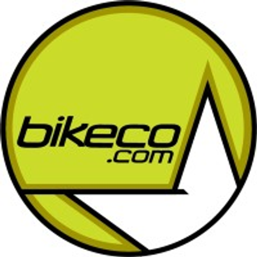Bikeco logo featuring a stylized arrow graphic in green on a white background The logo is simple and modern