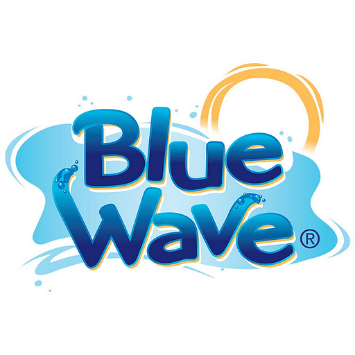 A stylized blue wave logo featuring the Wave brand name with a flowing water graphic design