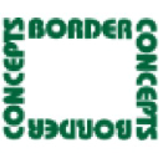 A dark grey logo featuring interlocking concepts symbols forming a border and incorporating the text Concepts Inc