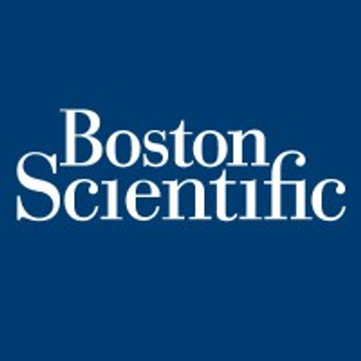 Boston Scientific logo featuring a stylized blue and white shield with the company name and a geometric design