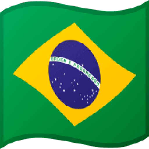 A black background displays the Brazilian flag with its green yellow and blue fields and stars