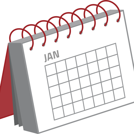 A gray calendar lies open on a red surface showcasing the month of January with a decorative border and a closed date section