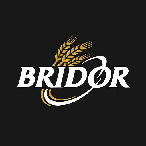 The Bridor USA Inc logo depicts a stylized wheat stalk in white against a black background showcasing the brands