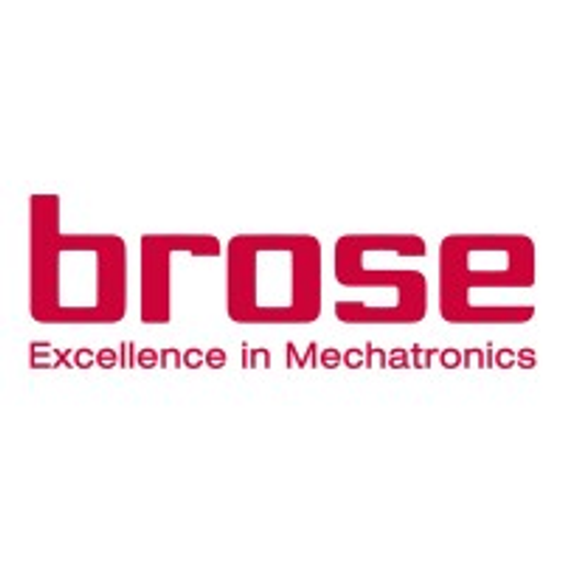 Brose logo featuring a stylized gear design on a dark background with the brand name Brose in white