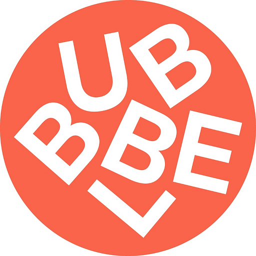 The bubblebeautyinc logo features a vibrant red bubble with the company name in white