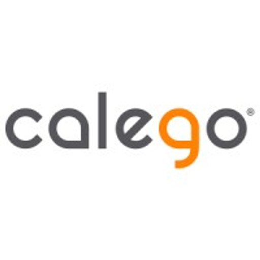 A black and white logo depicts Calego International with the words Calego in white and International in black
