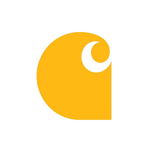 Carhartt Inc logo a stylized orange rounded rectangle with a white crescent moon symbol within the rectangle represents the