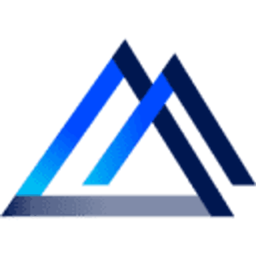 A blue and gray triangle logo with a gradient from dark to light blue represents a modern design concept