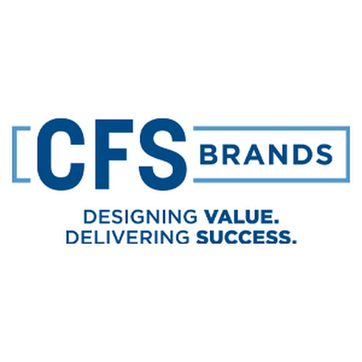 The image displays the CFS Brands LLC logo featuring a stylized blue and white design with the company name prominently shown