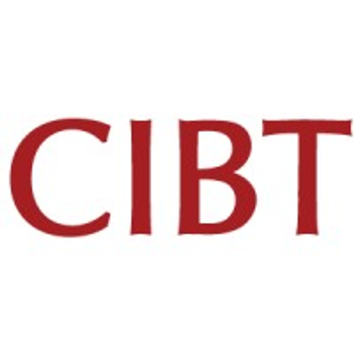 The CIBT America Inc logo depicts a stylized shield with the companys name in white lettering against a red background