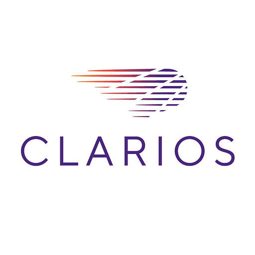The Clarios LLC logo depicts a stylized blue and gray phoenix rising from flames presenting a modern and dynamic brand image