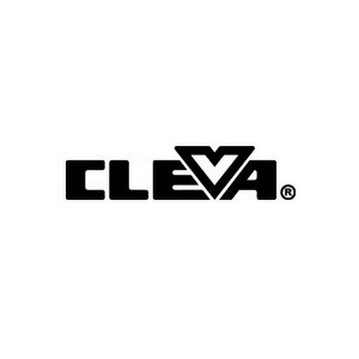 Cleva North America logo featuring a stylized design with a blue and white emblem