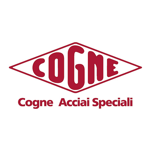 A cogne specialty steel USA Inc logo featuring a stylized red gear design on a white background