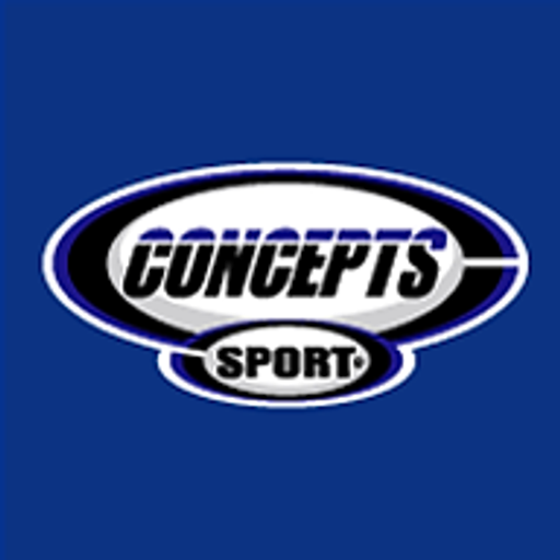 A blue Concepts logo features a stylized white sports equipment graphiclikely a basketball and soccer ballwith the brand