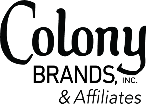 A logo featuring the words Colony Brands Inc in a stylized font with a prominent C and a square background