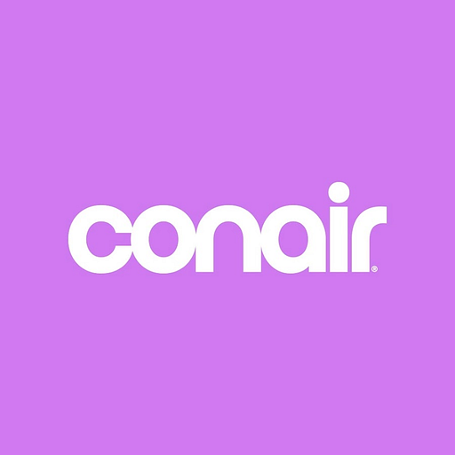 Conair logo featuring a stylized purple and white design representing the brands consumer products and beauty tools
