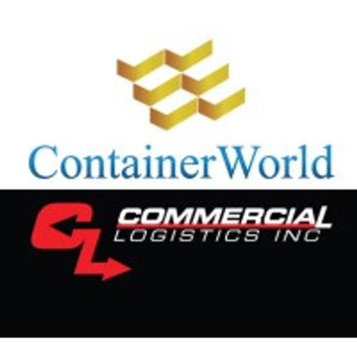 Container World logo depicting a stylized forwardpointing arrow over a globe suggesting global logistics services