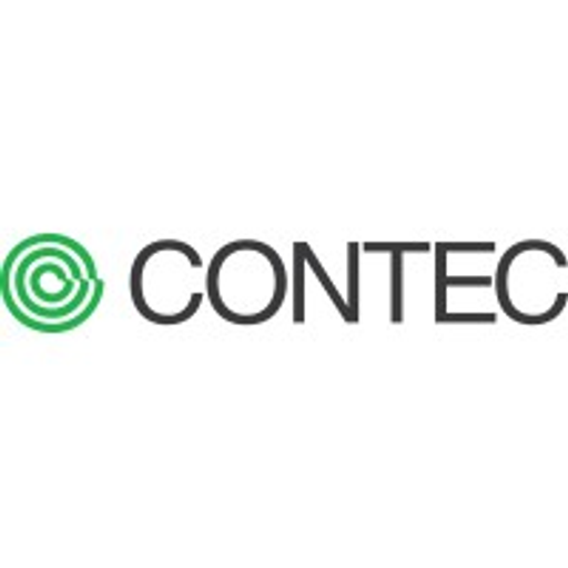 Contec logo featuring a stylized green circle with a white inner circle and the brand name Contec in black
