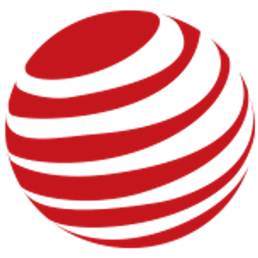 A bright red and white striped logo featuring a stylized circular shape representing the Corumar LLC brand emblem
