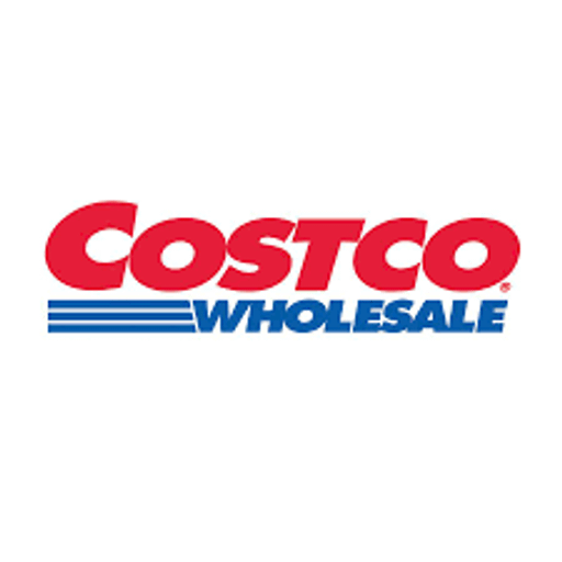 The Costco logo featuring the iconic threering design is prominently displayed against a white background