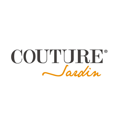 Couture Jardin logo features a delicate pink and white flower design representing a garden setting and the brands aesthetic