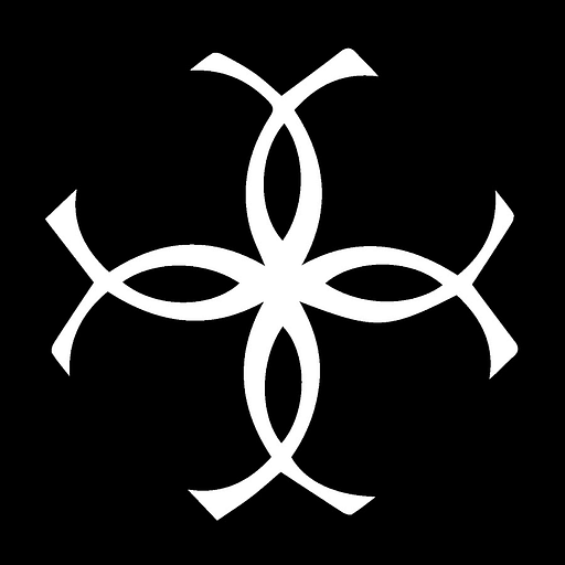 A stylized logo featuring a crystal chandelier with multiple arms and a central sphere glows brightly