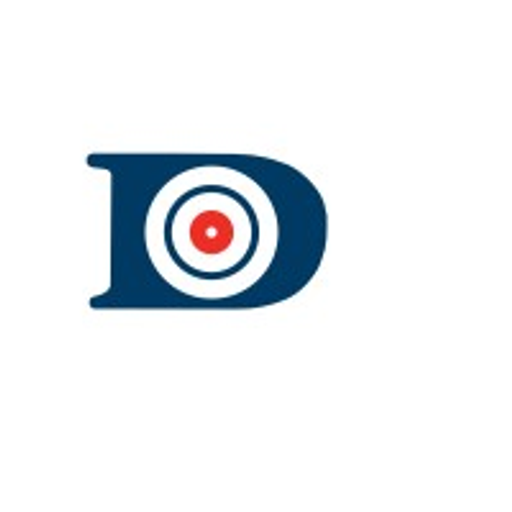 A daisy nail product inc logo featuring a stylized daisy with a central target design in navy blue against a white background