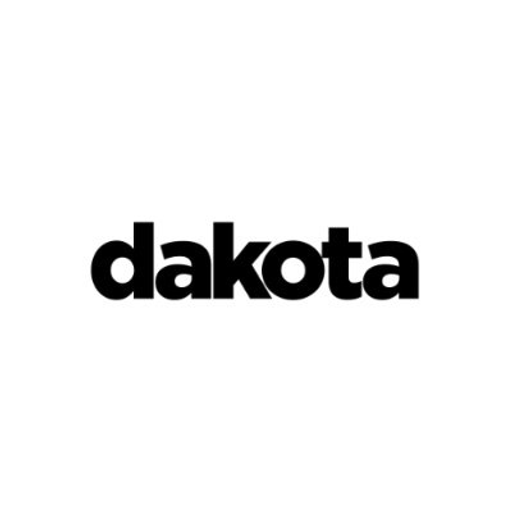 Dakota premium hardwoods logo featuring a stylized shield design with the brand name Dakota prominently displayed in dark