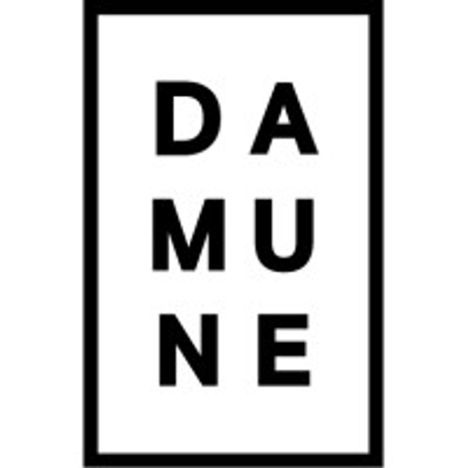 A black and white logo featuring the text Damune in a modern sansserif font with a subtle line graphic