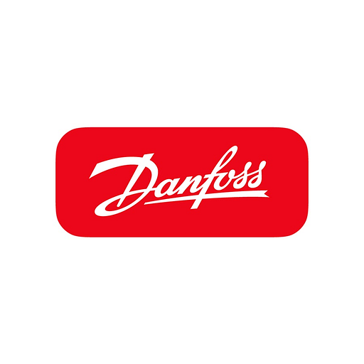 Danfoss logo featuring a stylized blue and grey gear symbol representing industrial technology and innovation