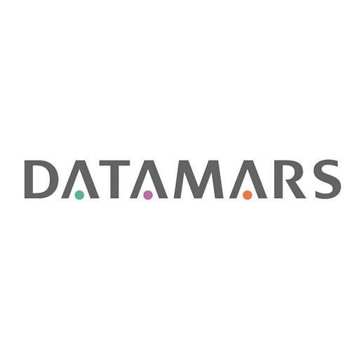 The datamarsinc logo displays a stylized shield featuring a white and blue abstract design representing innovation and
