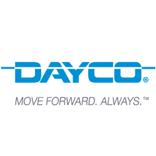 Dayco logo image featuring the companys name and a graphic design element predominantly in blue colors