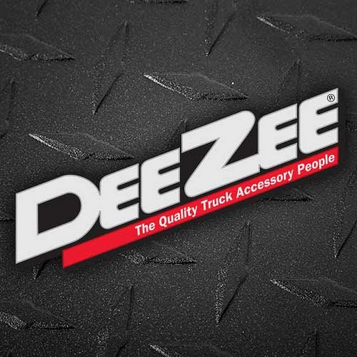 A dark textured surface displays the DeeZee Inc logo featuring a stylized truck design in white
