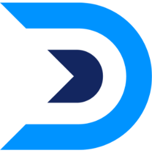 A denimcolored logo featuring a blue wave shape representing the logo of Denim Holdings Inc