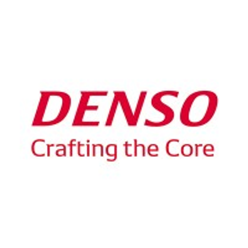 The Denso International America logo features a stylized blue and white shield design with the company name prominently