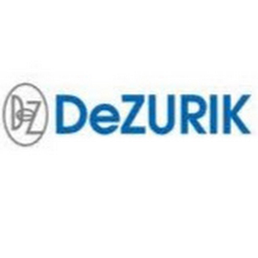 The Dezurik Inc logo depicts a stylized eagle in flight with wings outstretched against a blue background