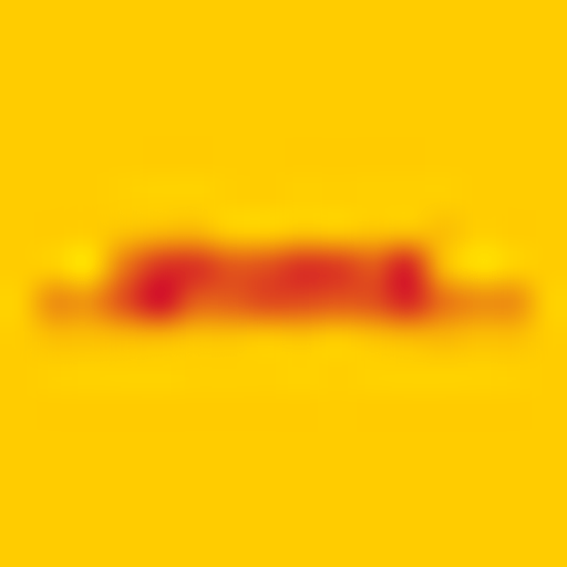 The DHL logo features the iconic red and white color scheme with a stylized globe and ribbon representing global supply