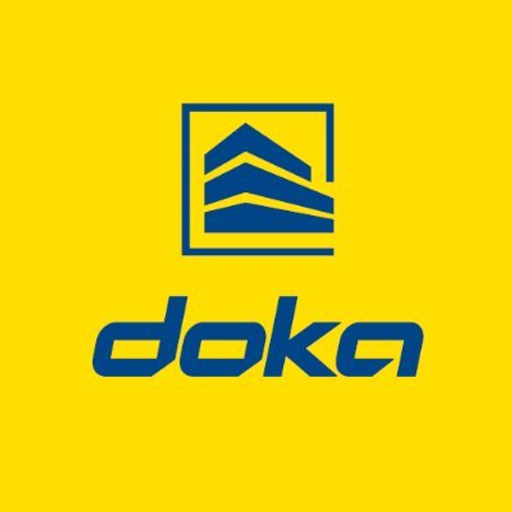 Doka USA Ltd logo featuring a stylized blue building silhouette against a white background conveying construction and