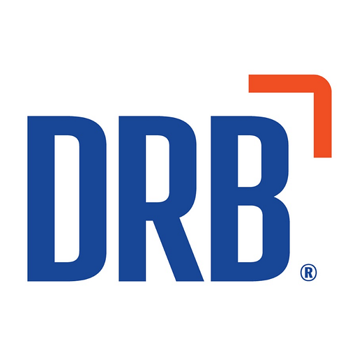 The DRB America logo features the companys name in bold blue against a white background