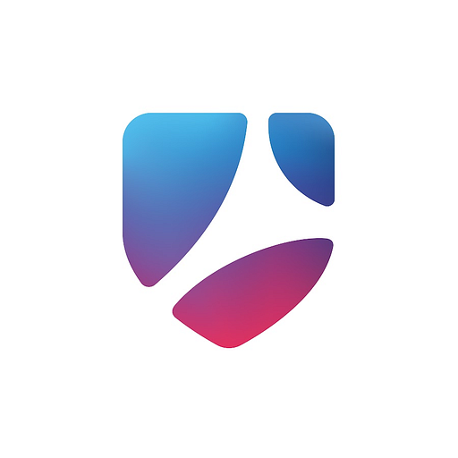 A stylized logo featuring a dark blue shield with a gradient transitioning to a vibrant red gradient representing Dukal