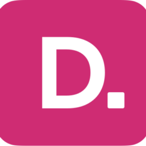 The Dyna America logo features a stylized white square on a vibrant pink background representing the companys brand