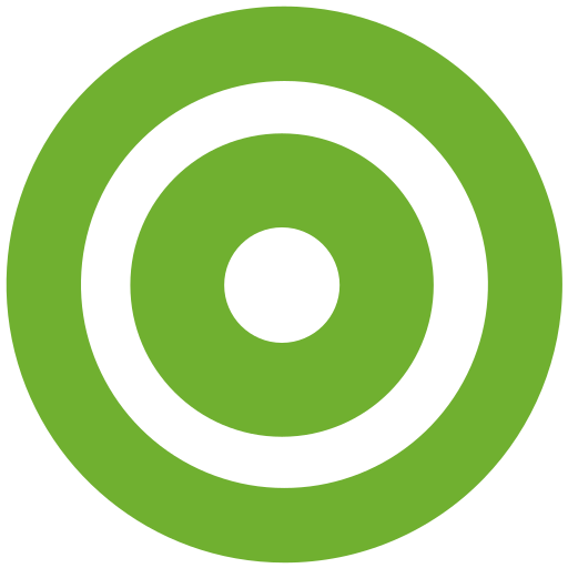 A white logo featuring a circular design with concentric white lines creating a stylized representation of a shield