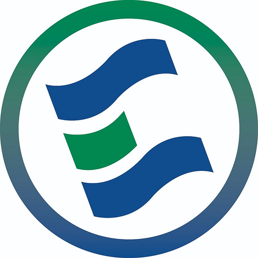 Eastern Fisheries Inc logo featuring a stylized blue wave crest with a green banner reading Eastern Fisheries Inc
